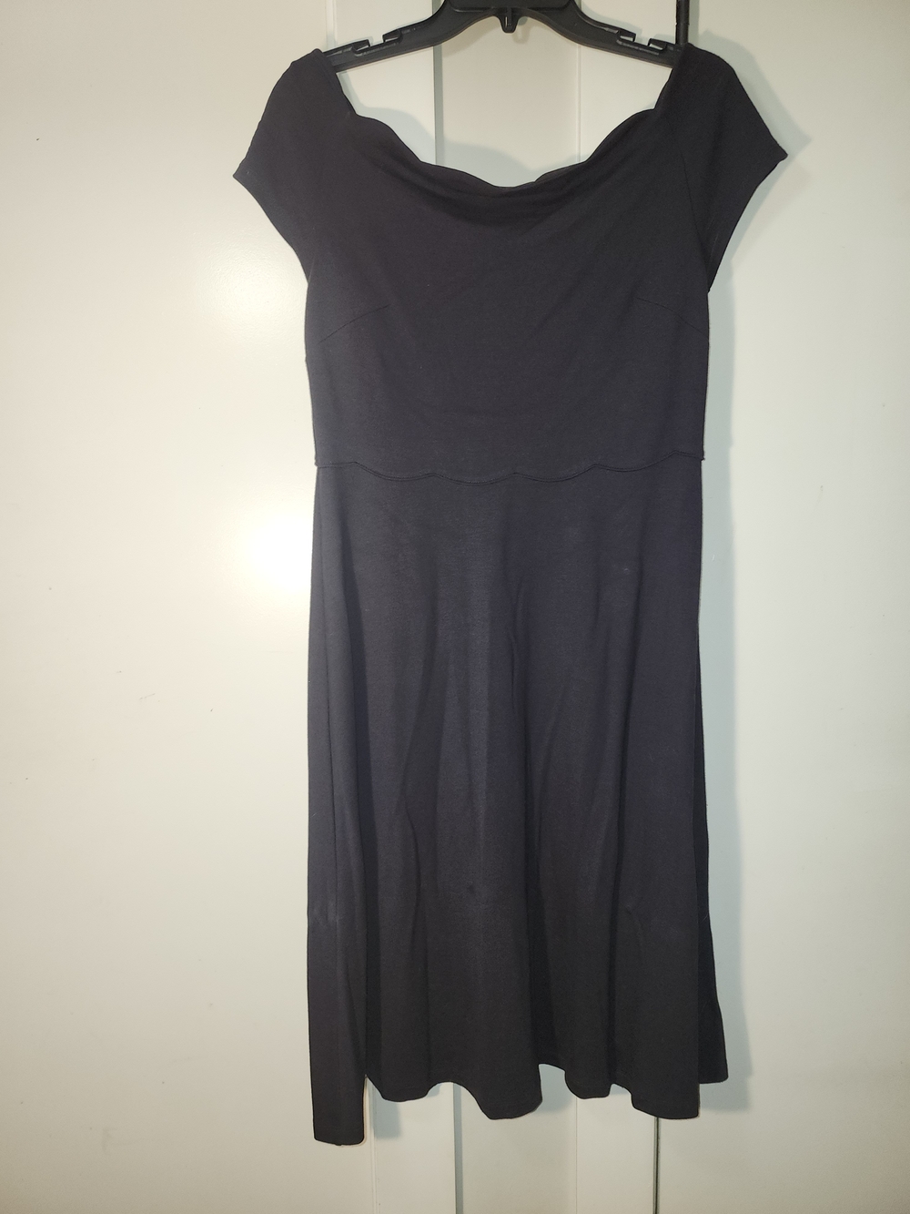 LOFT Black Scoop-Neck Flared Mini Dress